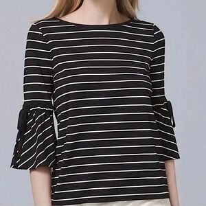 WHITE HOUSE BLACK MARKET Black White Striped Top Size Small